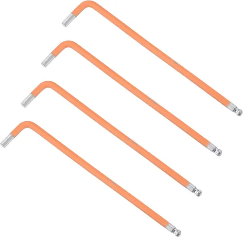 uxcell Llave hexagonal de extremo de bola de 0.197 in, herramienta de reparación de acero S2 en forma de L con brazo largo, 4 piezas Naranja