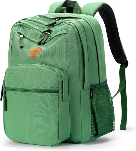 Miniatura 37 de ZORFIN - Mochila de 26 litros para la escuela, universidad y viajes, impermeable, con 8 compartimentos, Verde militar, Moderno