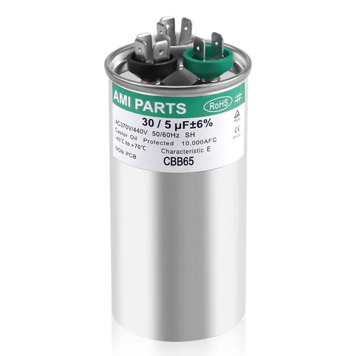 Miniatura 10 de AMI PARTS 60+5 MFD 60/5 uF 370/440V CBB65 CBB65B Condensador redondo de doble ejecución Reemplazo para 97F9895 Z97F995, para bomba de calor