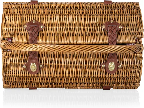 Miniatura 10 de Picnic TIME Cesta de picnic de mimbre para 2, romántica cesta de mimbre de madera redondeada de estilo inglés con servicio de lujo para 2
