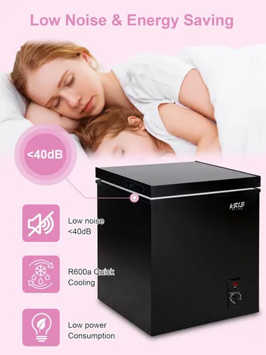 Miniatura 4 de KRIB BLING Congelador de pecho, termostato ajustable, congeladores compactos con cesta de almacenamiento extraíble para casa, cocina, garaje, Negro