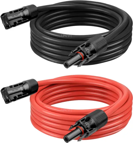 Miniatura 11 de Cable de extensión solar de 10 AWG de 2 pies negro + 2 pies de rojo, cable de panel solar de calibre 10 macho a hembra, alambre de cobre estañado