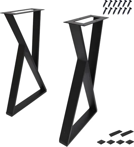 Miniatura 10 de Patas de mesa de metal resistentes de 16 pulgadas de alto, patas negras de hierro industrial, tubo cuadrado tipo Z, patas resistentes para muebles