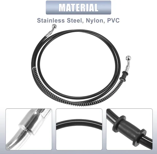 Miniatura 5 de Motoforti 74.8 pulgadas de longitud 0.394 in ID motocicleta línea de freno hidráulico tubo de manguera de aceite de acero inoxidable trenzado cable