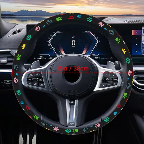 Miniatura 3 de Funda de volante de neopreno para la mayoría de los autos, hombres y mujeres, universal de 15 pulgadas, antideslizante con resortes, protector