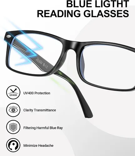 Miniatura 6 de LADEESSE 5 unidades de lentes de lectura para mujeres - Lentes correctores con bloqueo de luz azul para computadora, antideslumbrantes, para hombres