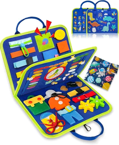 Exorany Busy Board Juguetes Montessori para Niños Pequeños y Niñas Regalos de Cumpleaños, Juguetes Sensoriales para Niños Pequeños, Actividades