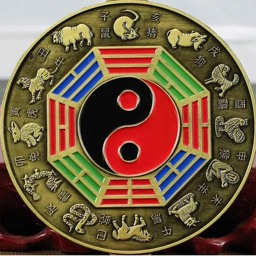 Miniatura 5 de Espejo chino de Feng Shui, espejo Bagua, espejo del zodiaco chino Bagua, espejo Feng Shui, espejo plano, colgante de decoración del hogar