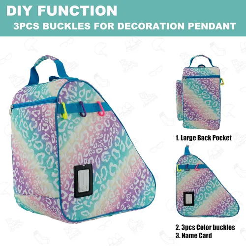 Miniatura 5 de HEXIFUL Bolsa para Patines de Hielo, En Línea, Roller y Quad - Para Niños y Adultos Arco iris/Leo