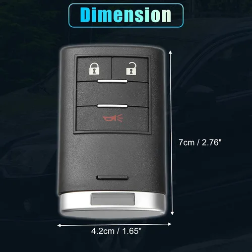 Miniatura 6 de X AUTOHAUX 433MHz 95372090 Reemplazo inteligente de proximidad sin llave remoto llavero para Chevrolet Captiva 2016-2018 3 botones 95372091