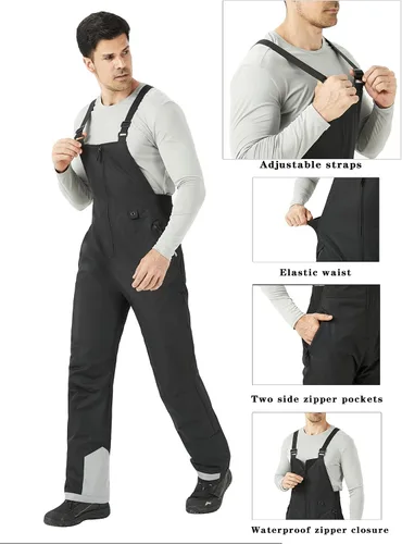 Miniatura 3 de WULFUL Mens Insulated Snow Bibs Waterproof Winter Ski Pants Snowboarding Overalls