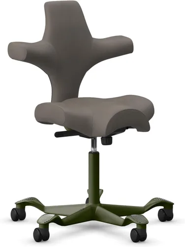 Miniatura 35 de HAG Capisco Silla de escritorio estándar ajustable, marco negro, asiento negro de vinilo ónix