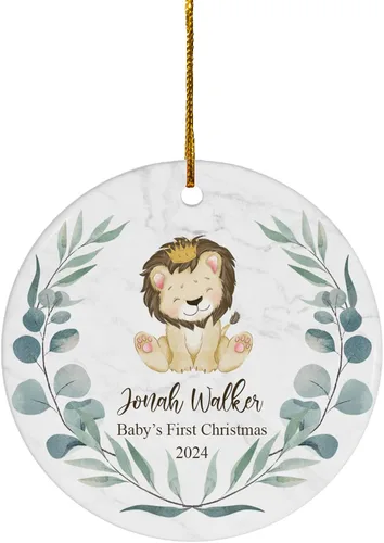 Miniatura 20 de FLOCHIL Adorno Personalizado de Primera Navidad del Bebé 2024 Niño, Adorno Colgante de Elefante de Porcelana Elefante 2