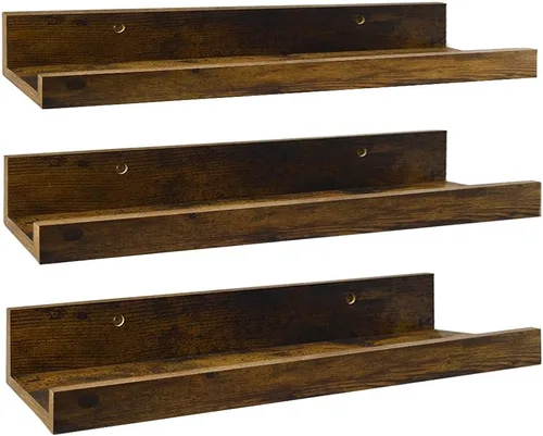 Miniatura 27 de Giftgarden Estantes flotantes de 16 pulgadas montados en la pared, estante de madera de grano de madera beige blanco cremoso para baño, dormitorio