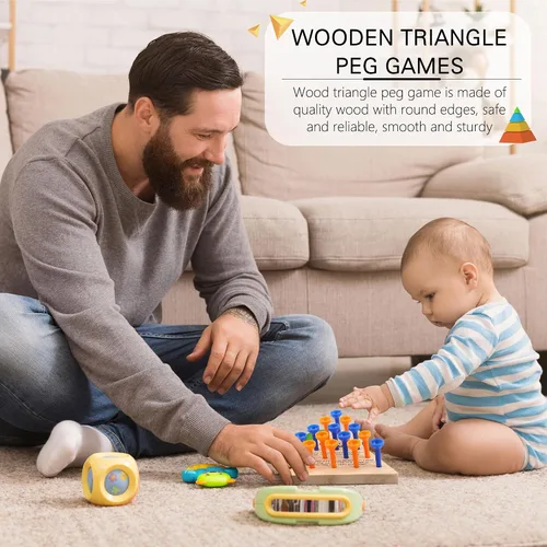 Miniatura 6 de 30 paquetes de juego de clavijas de madera, juego de triángulos complicados para familia, viajes, adolescentes y adultos