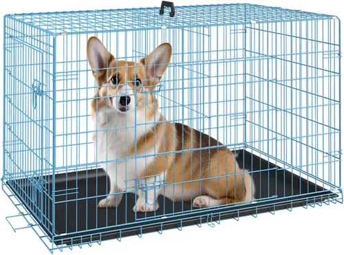 Miniatura 36 de FDW Jaula para perros con doble puerta, jaula plegable de alambre de metal de 36 pulgadas con bandeja extraíble y panel divisor, jaula para mascotas