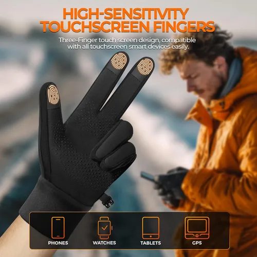 Miniatura 2 de rivmount Guantes de invierno para mujeres y hombres, guantes de forro de pantalla táctil para clima frío, 3 capas resistentes al viento