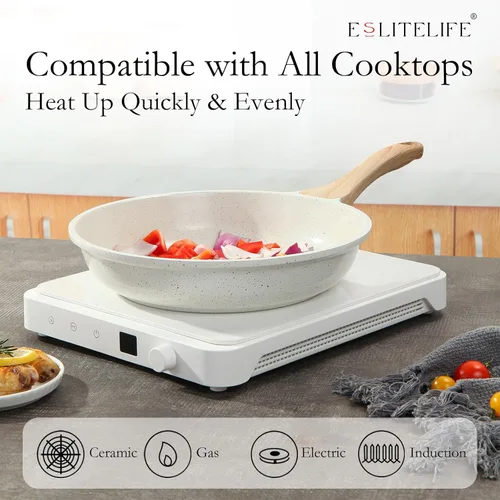 Miniatura 4 de ESLITE LIFE Juego de sartenes antiadherentes de cerámica, no tóxicas para tortilla de huevo, sartenes de cocina compatibles con todas las estufas