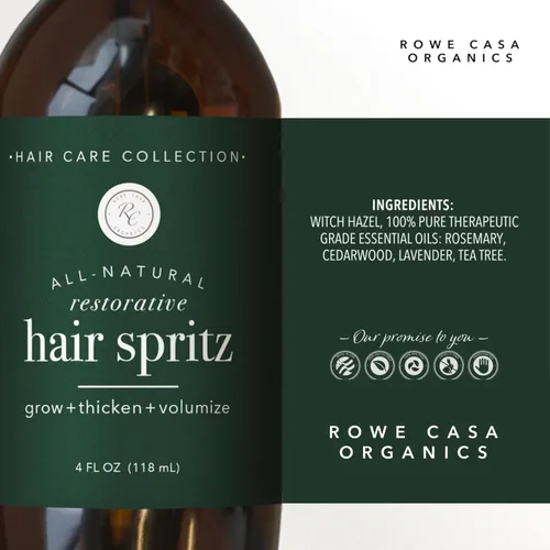 Miniatura 2 de Rowe Casa Organics Spritz reparador natural para el cabello con hamamelis y aceites esenciales terapéuticos, voluminizador de cabello hecho a mano