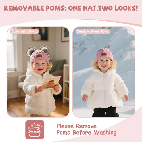 Miniatura 11 de Century Star Toddler Beanie Baby Girls Winter Hat - 6-36 Months Warm Knit Pom Pom Hats for Gils Boys