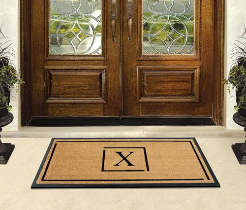 Miniatura 6 de A1HC - Tapete de puerta con monograma de fibra de coco natural para puerta delantera, 24 x 48, felpudo duradero tratado anti-desprendimiento