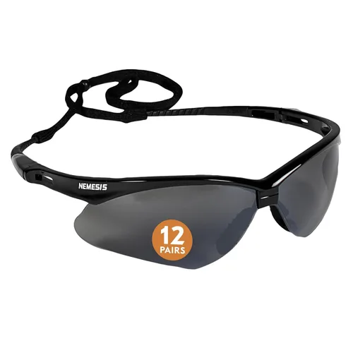 KleenGuard™ V30 Nemesis™ - Gafas de seguridad (25688), con revestimiento de espejo, lentes ahumadas, montura negra, gafas de sol unisex para hombres