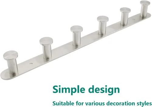 Miniatura 6 de Perchero montado en la pared, ganchos de acero inoxidable, perchero colgante de entrada resistente, perchero multiusos con 6 ganchos para plateado
