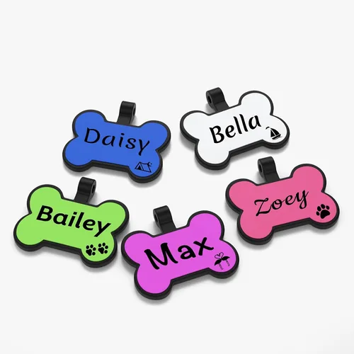 Miniatura 4 de YEHANTI Etiquetas de silicona para perros grabadas para mascotas, silenciosas y ligeras, etiquetas de identificación personalizadas para mascotas