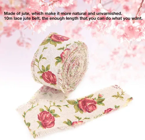 Miniatura 3 de Cinta de yute, elegante cinta de arpillera natural, para decoración de ropa para decoración del hogar