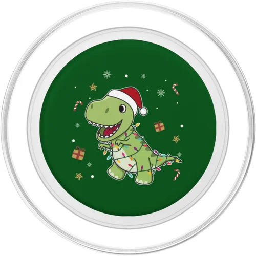 Miniatura 2 de Luces de hadas de Papá Noel de dinosaurio T-Rex PopSockets MagSafe PopGrip para iPhone
