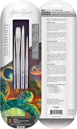 Silver Brush Limited SW-1521S Silverwhite Juego de Detalle, 4 piezas de mango corto, juego profesional premium para artistas de pintura para