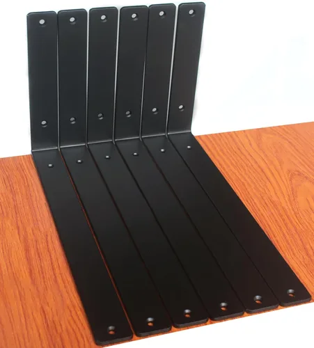 Miniatura 98 de Paquete de 12 soportes de estante en L de 8 pulgadas de largo x 6 pulgadas de alto x 1.5 pulgadas de ancho, 5 mm de grosor, soporte de estante en L