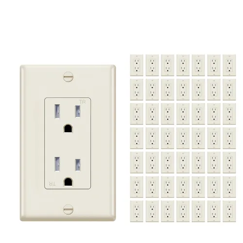 Miniatura 19 de Micmi Toma de corriente decorativa de 15 A, resistente a manipulaciones, toma de corriente eléctrica decorativa, 15 amperios, 125 voltios, conexión