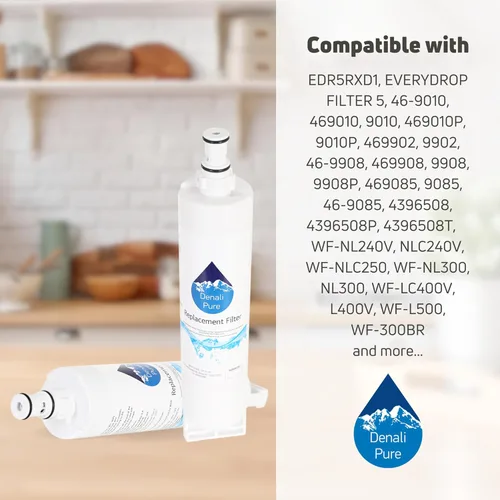 Miniatura 9 de Filtro de agua de repuesto para refrigerador Whirlpool ED5VHGXML13, compatible con cartucho de filtro de agua para refrigerador Whirlpool 4396508