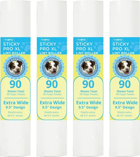 True & Tidy Juego de 4 rodillos de pelusa para rodillo de pelusa StickyPro XL, 90 piezas por hoja, total de 360 hojas, elimina eficazmente el pelo