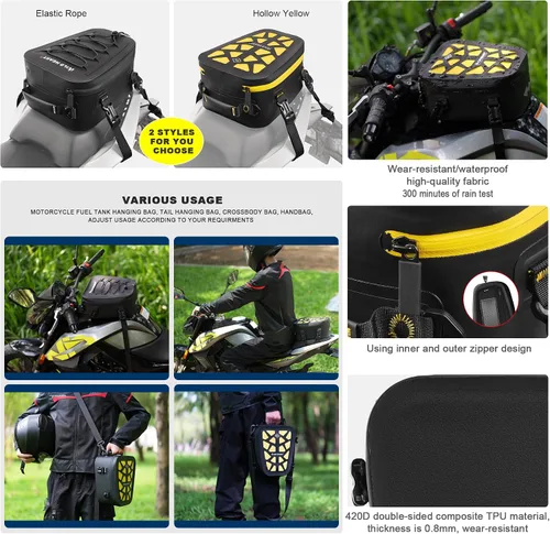 Miniatura 5 de WILD HEART Bolsa de cola de motocicleta/bolsa de tanque impermeable multifuncional asiento trasero equipaje bolsas de sillín para motocicleta