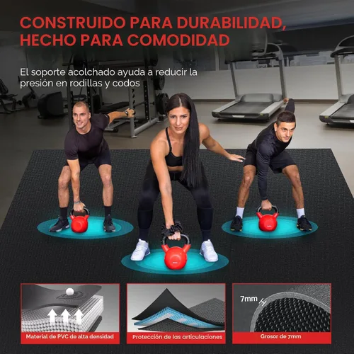 Miniatura 3 de GymCope - Alfombra grande para entrenar en casa, 12 x 6 pies, 10 x 6 pies, 9 x 6 pies, 8 x 6 pies, 7 x 5 pies, 6 x 4 pies, extragrueso, alfombra