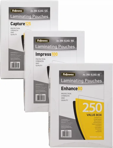 Miniatura 2 de Fellowes Bolsas de laminación A4, brillo, 160 micras (2 x 80 micrones), paquete de 250