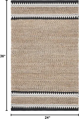 Miniatura 2 de SAFAVIEH Colección de fibra natural - Alfombra decorativa de 2 x 3 pies, color natural y negro, hecha a mano de yute rústico costero, ideal