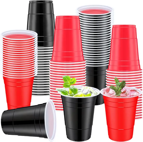 Miniatura 16 de Jingmore 90 vasos de plástico desechables para fiestas de neón, vasos de plástico desechables de 16 onzas, fiestas, matrimonios, despedidas