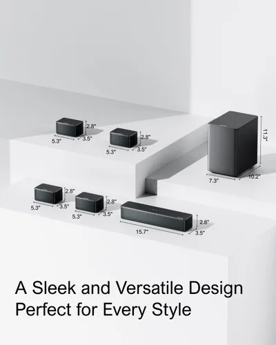 Miniatura 9 de ULTIMEA Barra de sonido de 7.1 canales con subwoofer inalámbrico, sistema de sonido envolvente virtual para TV, control de aplicaciones, potencia