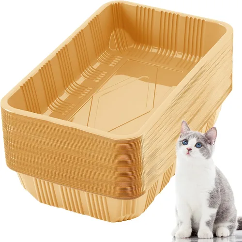 Miniatura 11 de Tessco for you Paquete de 60 cajas de arena desechables para gatos, bandejas de plástico reciclables para viajes de mascotas, 16.7 x 10.5 x 3.4 Negro
