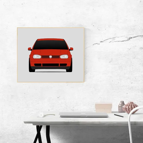 Miniatura 9 de Custom Car Posters Póster hecho a mano compatible con Volkswagen Golf GTI MK4 R32 (1998-2003) de 4ª generación, decoración de arte de pared