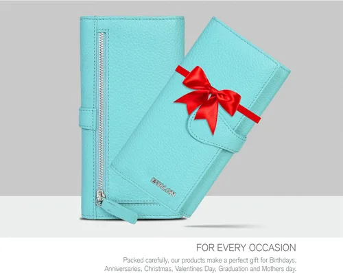 Miniatura 6 de Carteras de piel con bloqueo RFID, para cheques, con 11 ranuras para tarjetas, para mujer, cartera Rfid