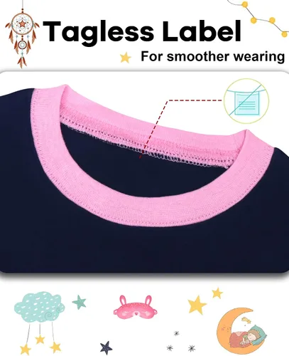 Miniatura 2 de DAUGHTER QUEEN Pijama de algodón para niñas de 4 piezas, talla 18 meses-12 años