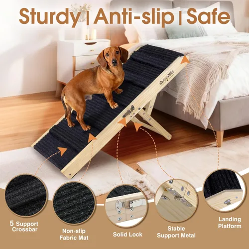 Miniatura 3 de Rampa para Perros Mejorada 2025 para Sofá - Rampa Plegable para Perros Pequeños para Cama - 4 Alturas Ajustables de 12" a 20" - Escaleras Portátiles