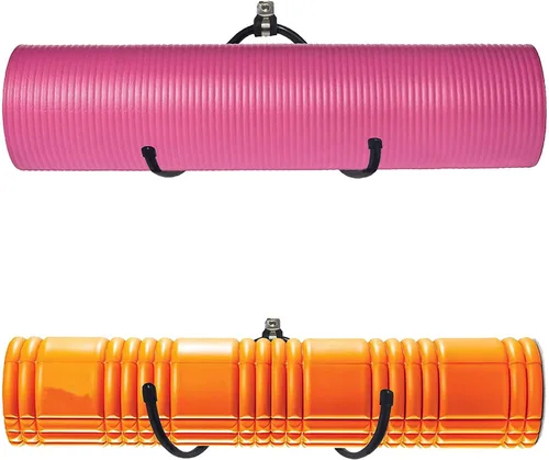 Rodillo de espuma para esterilla de yoga y ganchos para toallero, estante de almacenamiento para colgar correa de yoga y bandas de resistencia en tu