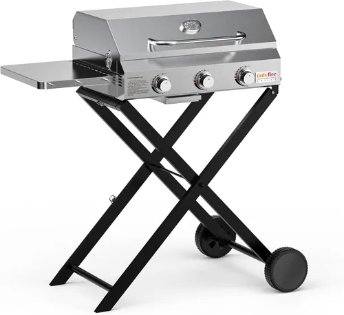 Miniatura 13 de Parrilla de Gas de Mesa 3 Quemadores, Parrilla de Propano Portátil para Barbacoa con Patas Plegables para Barbacoa al Aire Libre, Patio, Jardín