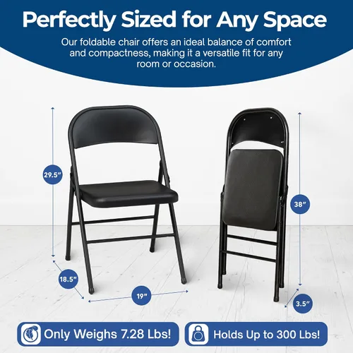 Miniatura 2 de MECO Sudden Comfort - Juego de 4 sillas plegables de acero con marco de acero y respaldo contorneado para eventos en interiores o exteriores, juego