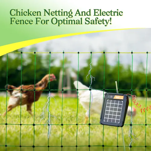 Miniatura 5 de ANDMON Malla eléctrica para aves, 48" x 164' de malla de valla eléctrica con postes de fibra de vidrio dobles clavados, valla eléctrica para pollos
